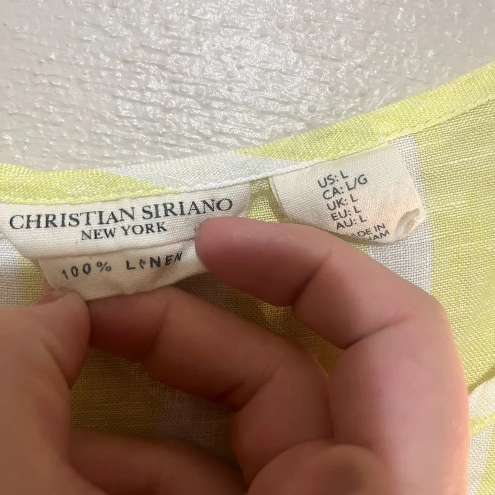 100% linen Christian Siriano Striped Short Sleeve - Picture 2 of 3